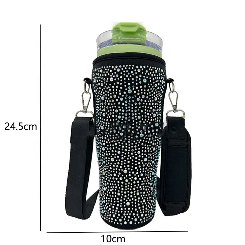 Higher Quality Trendy Neoprene Insulated Water Sleeve 40oz Cooler Warmer Coffee Mug Hot Stamping Water Bottle Sling Bag