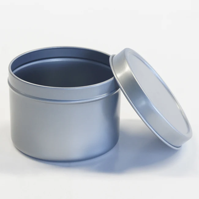 
Deep Round Slip Lid Tin Can for 2OZ Silver Grey Candle metal box 
