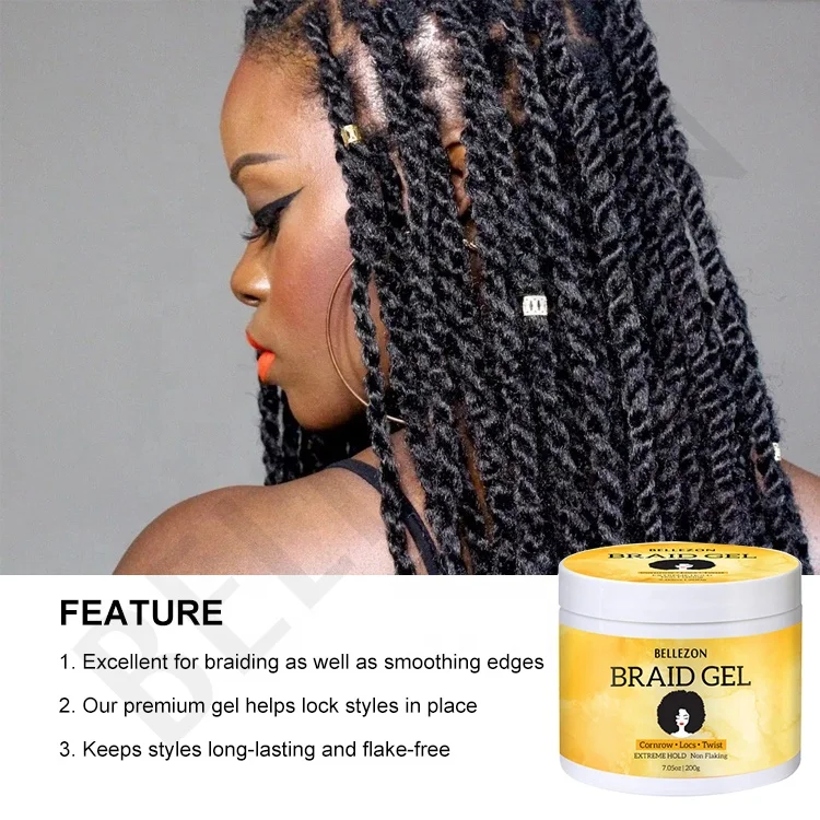 Factory Braiding Gel 250ml with Spoon box braids extreme hold for all day Shine  locs Private label Edge control Styling Gel