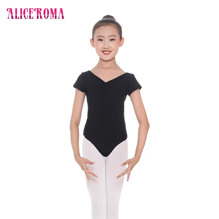 A000435 floral lace with deep U back ballet gymnastics child leotards