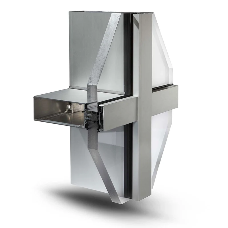 Double Glass Invisible Frame Aluminium Curtain Wall Aluminum Profiles For Wall Panels