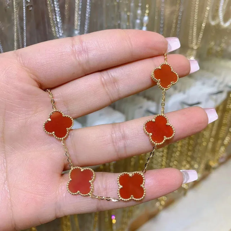 15MM four-leaf clover five-flower bracelet for women 18K gold-plated double-sided bracelet