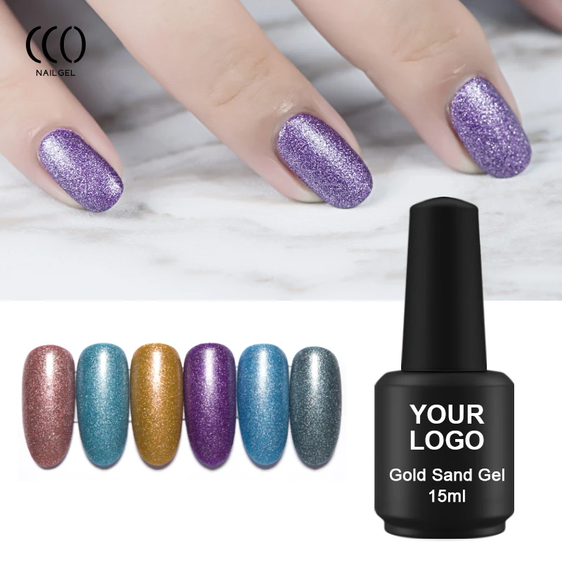 Manicure Supplier Art Painting Design Custom Logo Soaking Off Full Colored Gold Sand Gel Nail Polish