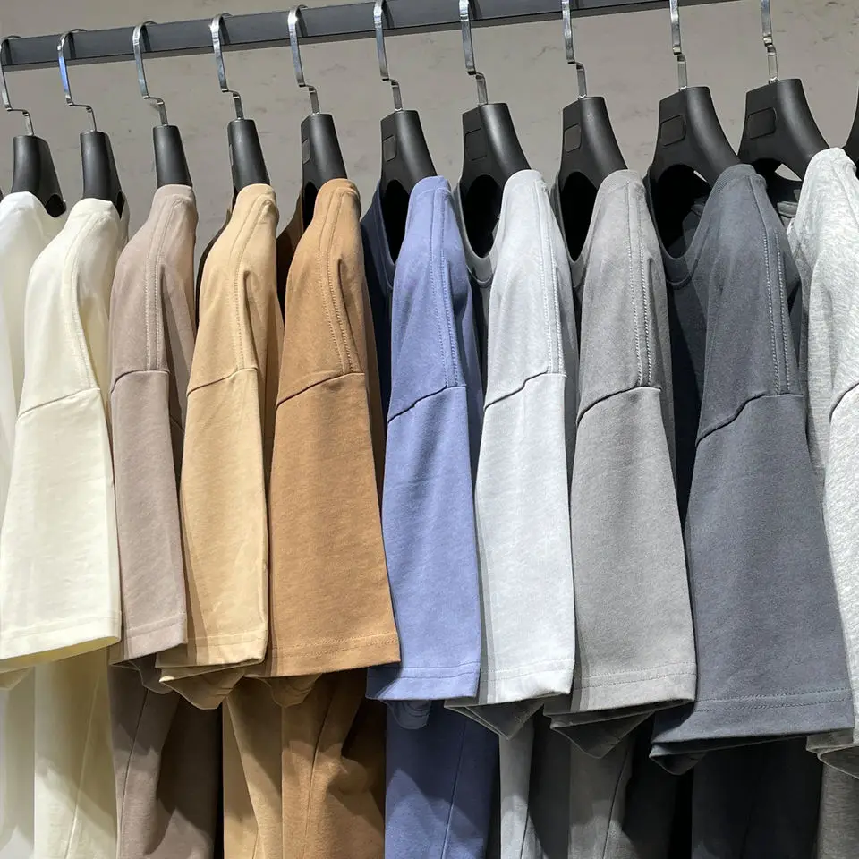 Wholesale 100% Cotton 230 Grams Blank Vintage Oversized Drop Shoulder Tshirts Custom Puff Print T Shirt for Men