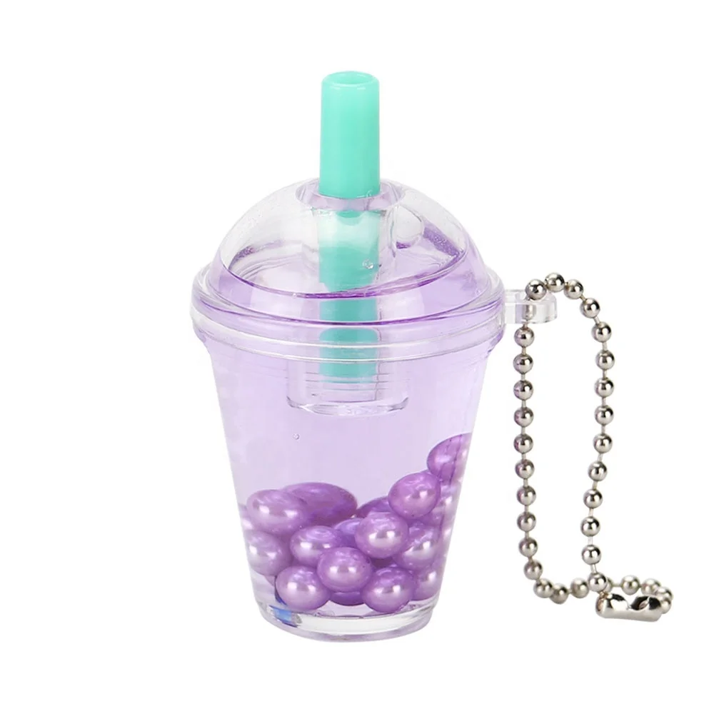 Amazon hottest selling boba milk tea coffee bottle liquid keychain