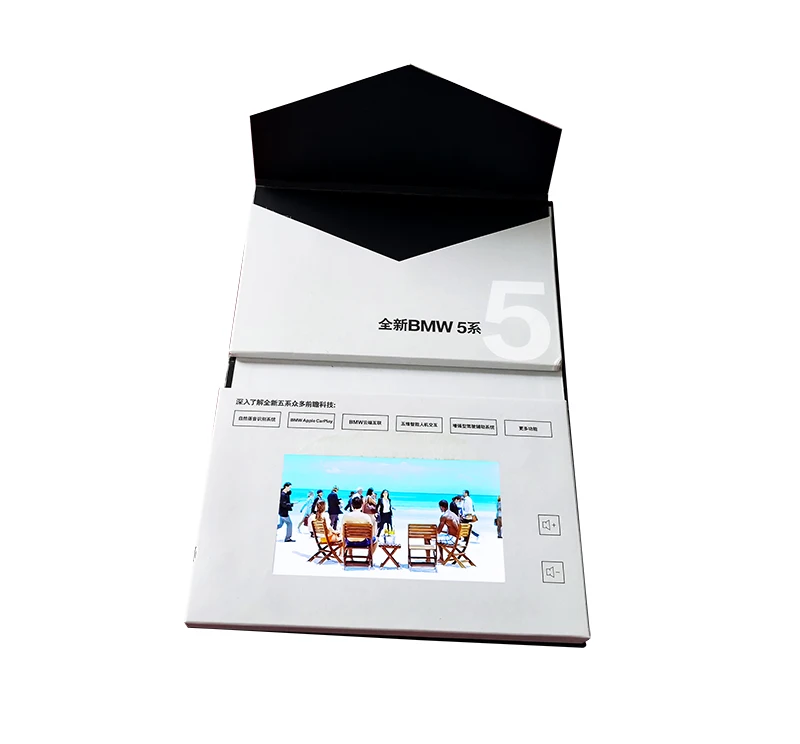 Chinese supplier 7 inch lcd screen digital electronic video card brochure with pocket and video gift box with EVA inlay foam