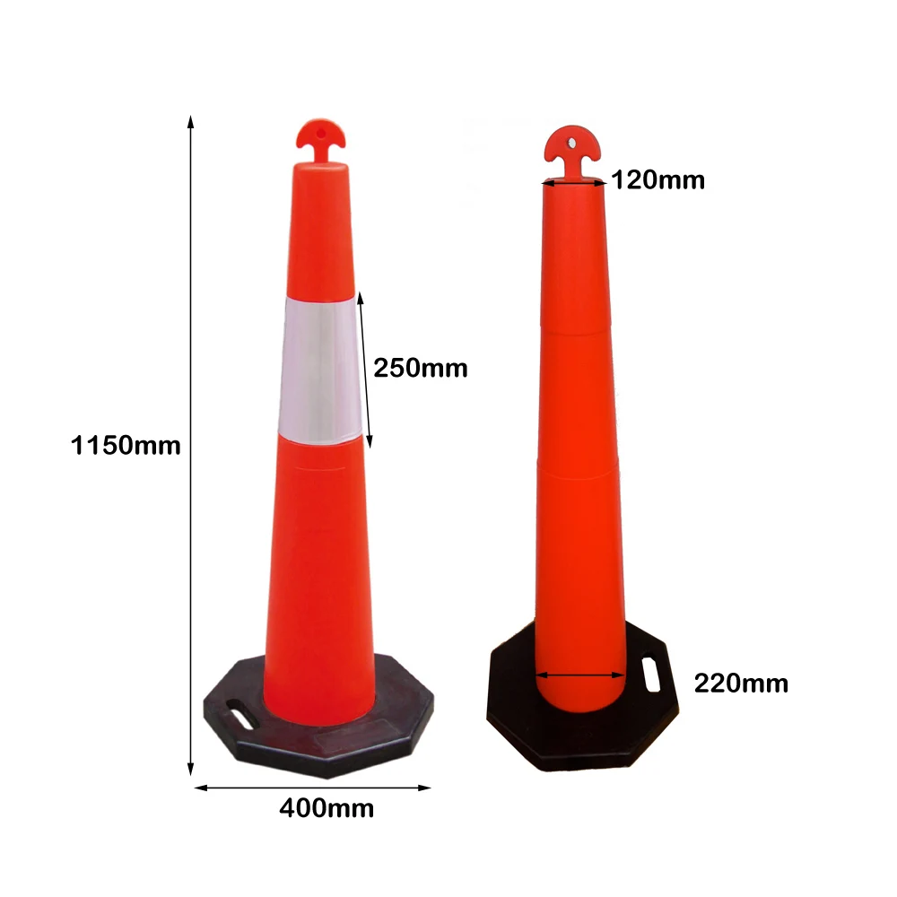 Stackable Guide Bollard Safety Traffic Control Parking Reflective Delineator Cone Post With Rubber Base