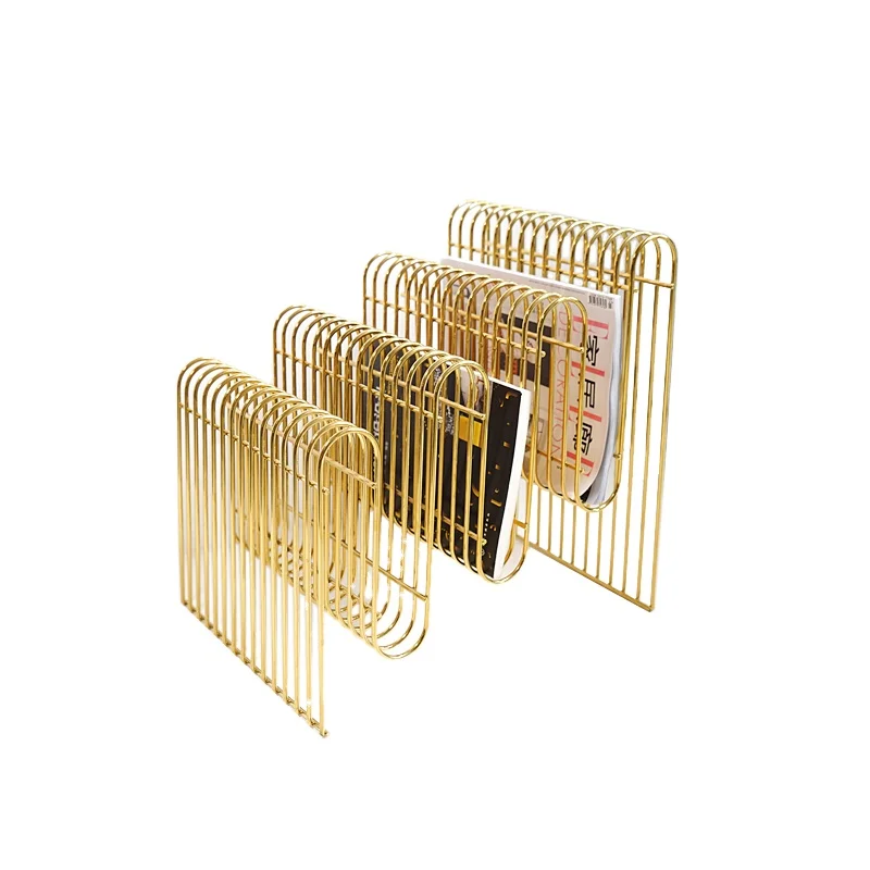 Metal popular gold silver color luxury steel wire Magazine rack