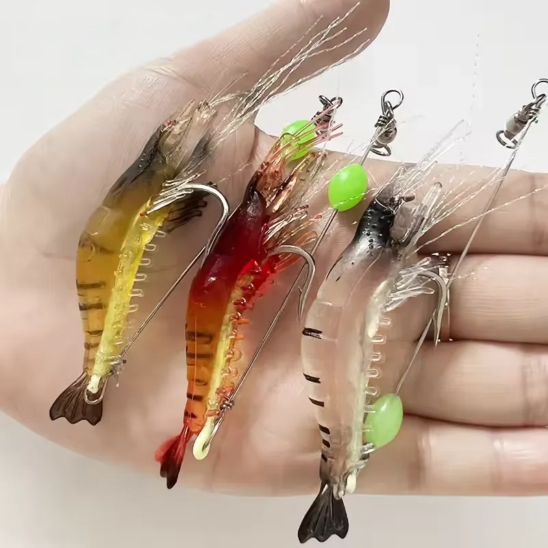 Wholesale saltwater fishing luminous soft pvc plastic bait winter fishing sea shrimp lure