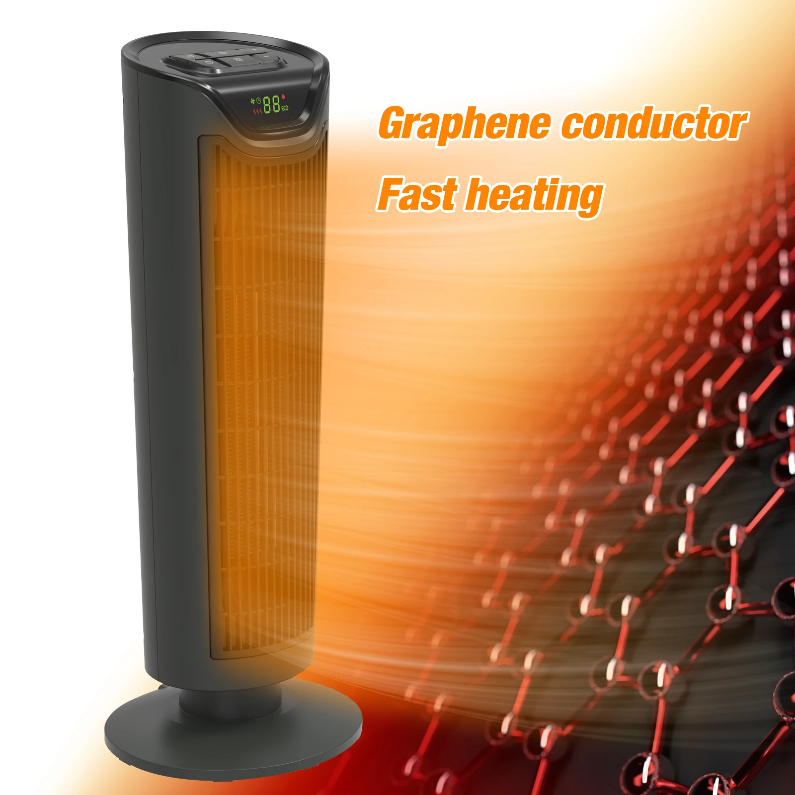 Лидер продаж, Графеновый портативный дешевый тепловой башенный вентилятор с защитой от перегрева, электрические обогреватели пространства для спальни