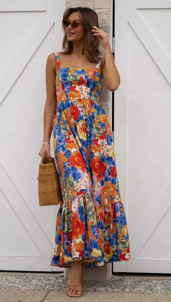 Backless Fashion Elegant Floral Sexy Casual Lady Style Floral Casual Maxi Smocked Dresses For Girls