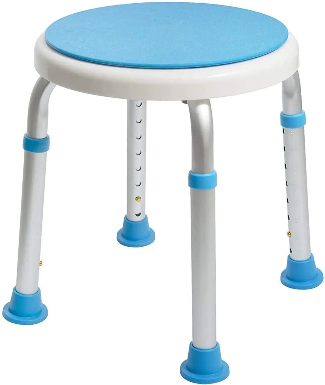 Free Assembly Adjustable Swivel Shower Stool Seat Bench with Anti-Slip Rubber