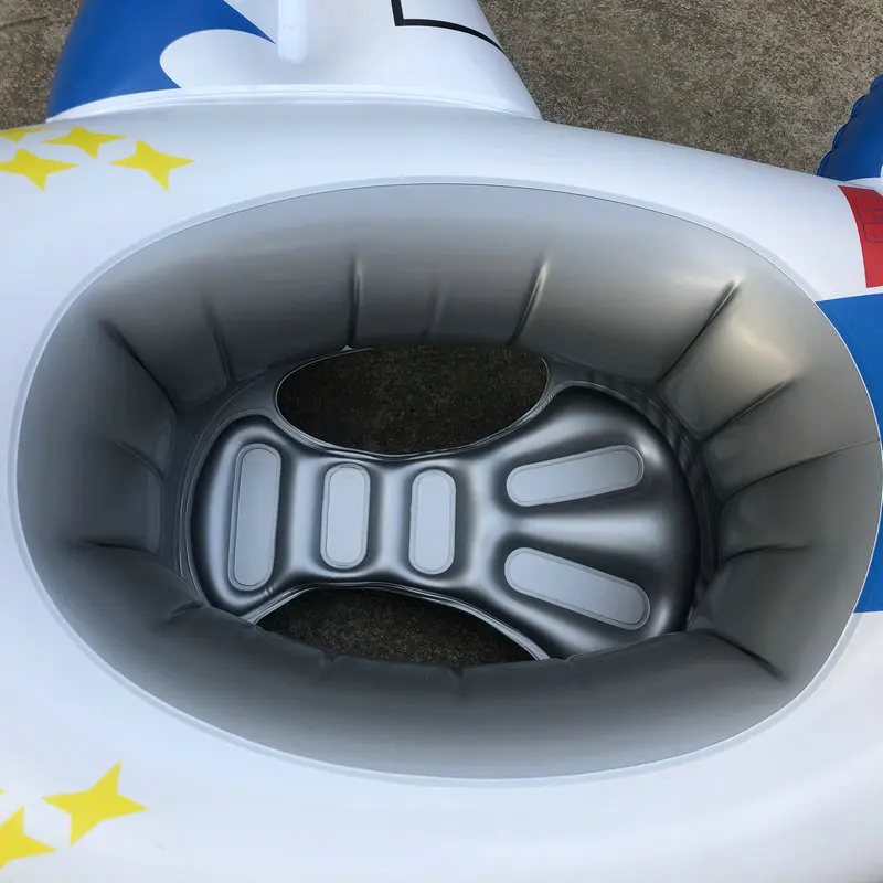 New 0.3mm pvc inflatable airplane swimming seat floating with water gun children water toy steering baby swim ring
