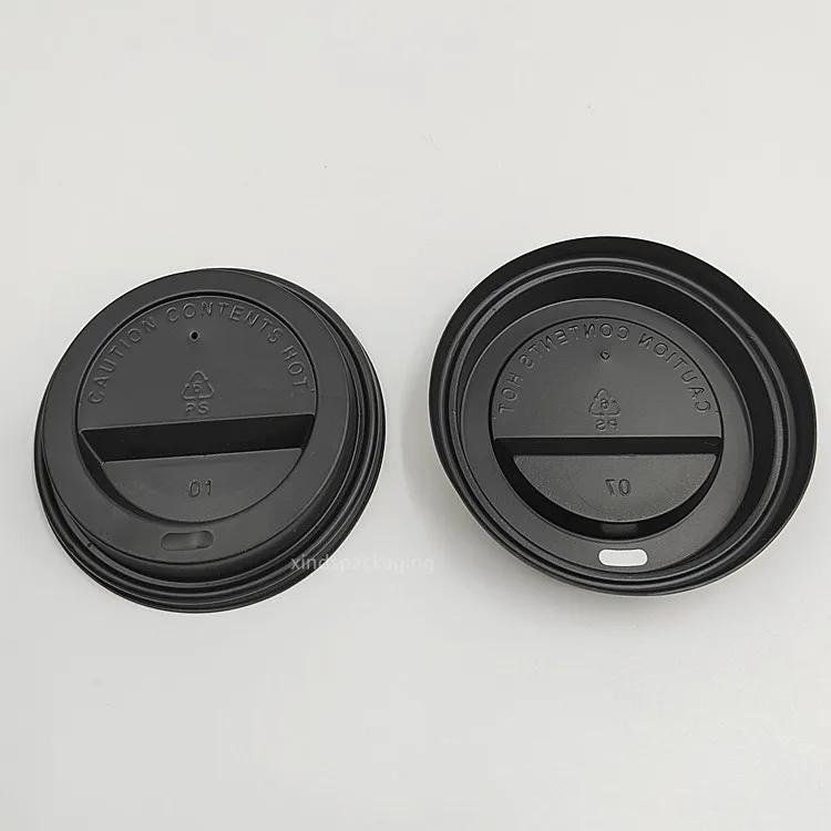 Plastic lid cover for coffee paper cup disposable black cover for hot drinks cup