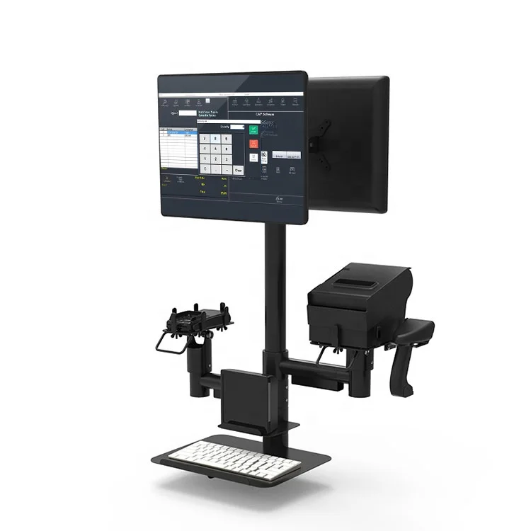 Pos Dual Tablet POS Stand Desktop Pole Mount Solution Monitor Stand For Pos