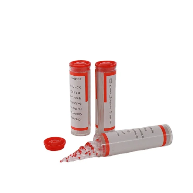 Hot sale 75mm hematocrit capillary glass blood collection tube heparinized capillary tube for lab