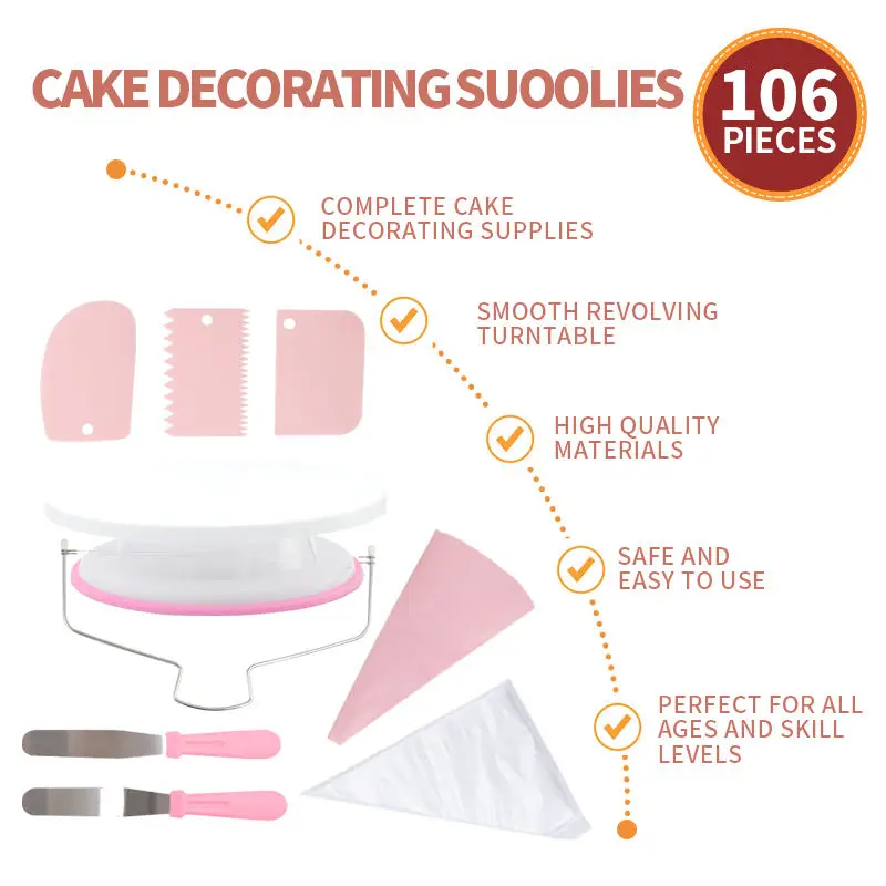 Non-slip Cake Decorating Supplies Cake Turntable Baking Tools Nozzles Piping Tips Sets Baking Tools Cake Decorating Set