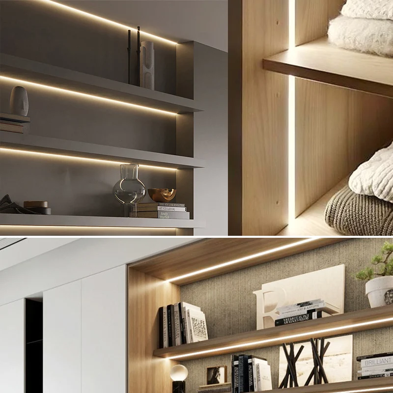 LED Aluminum Profile Lights LED Built in Ressesed Lighting for Kitchen Cabinet Sensor Induction Slot Lighting Strips