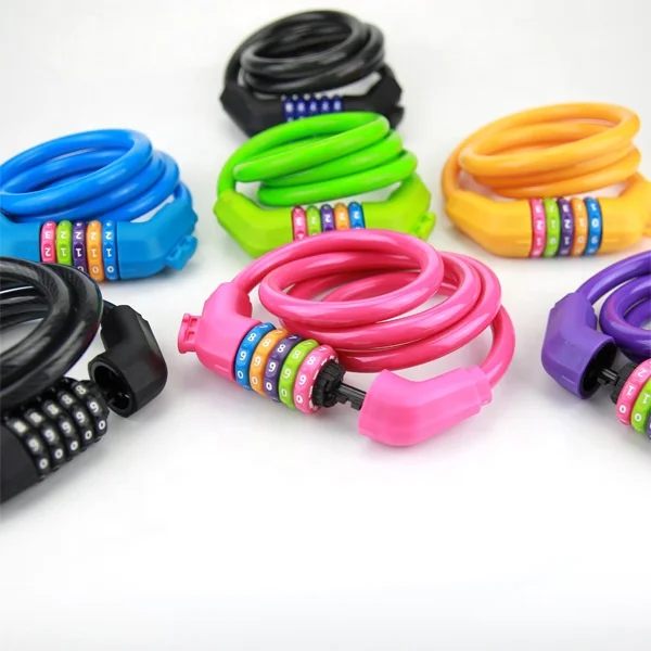 
high quality safety steel cable folding mountain Chain Keyless security Bicycle Cable 5 Digit Combination Bike Lock 