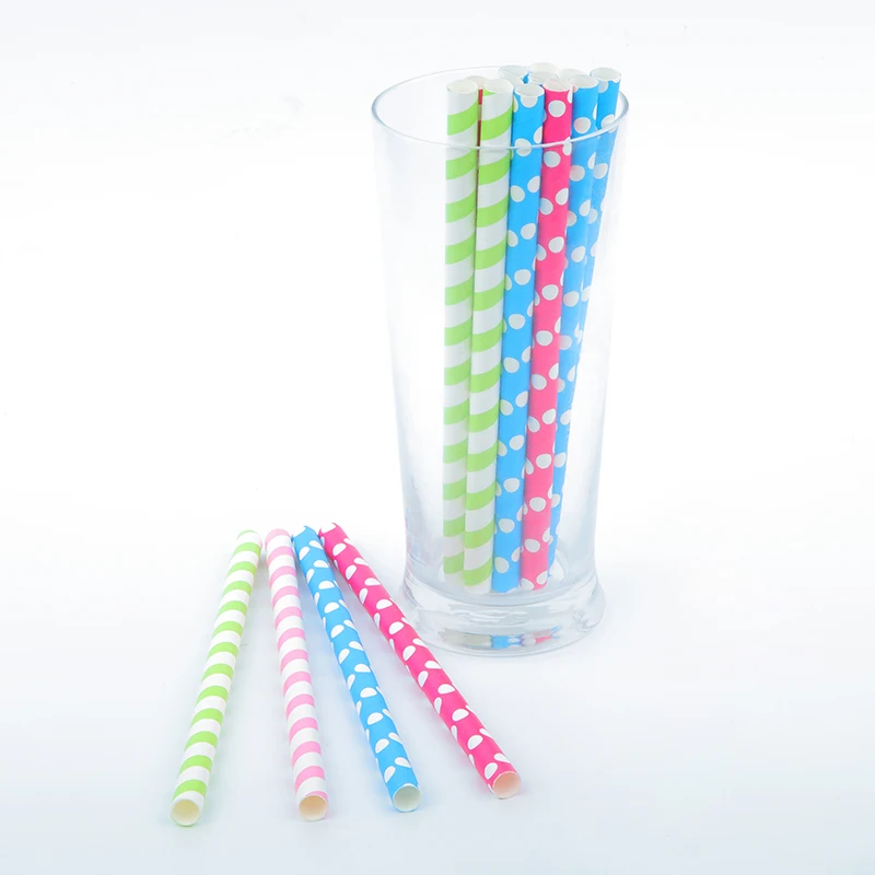 6mm fsc standard full colors printing 25pcs/100pcs packing Paper drinking straws