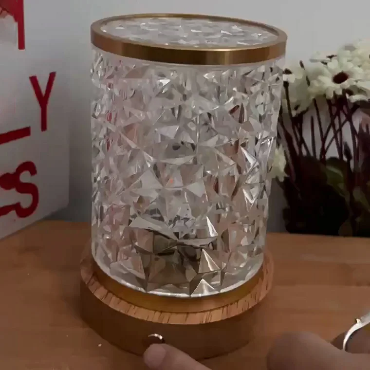 Modern New Projector Crystal Glass Night Light Luxury Decorative Rotating Dynamic Water Wave Ripple Projection Led Table Lamp