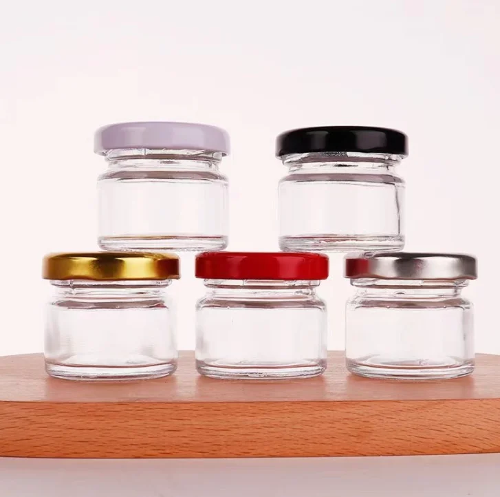 Мини-банка для меда 25 мл 35 мл 45 мл стеклянная бутылка для медового варенья с металлической крышкой
