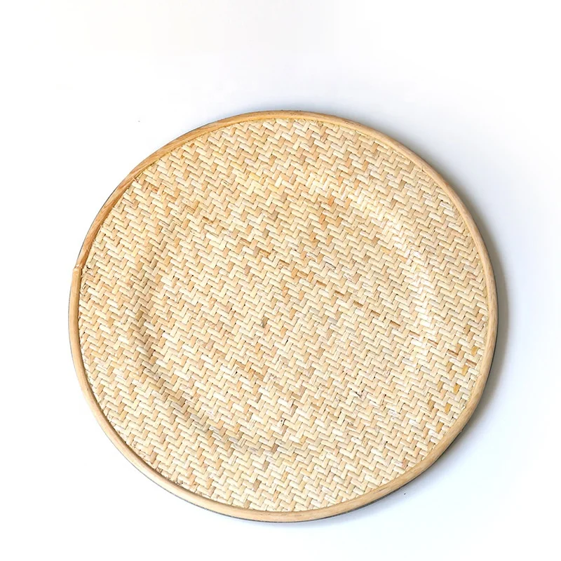 Xiangjin Eco-Friendly Woven Rattan Decorative round Board Disposable Charger Wedding Food Plant Decorative Usage Pattern Type