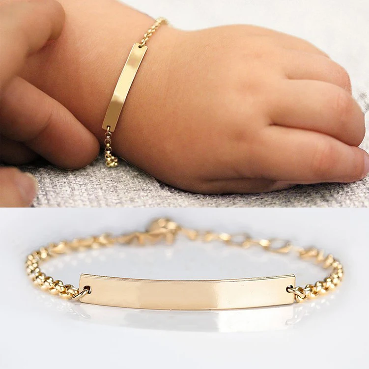 925 Sterling Silver Bracelets For Baby Personalized Girl Children Kids Babies Jewelry Bracelet Bangle Gold Plated