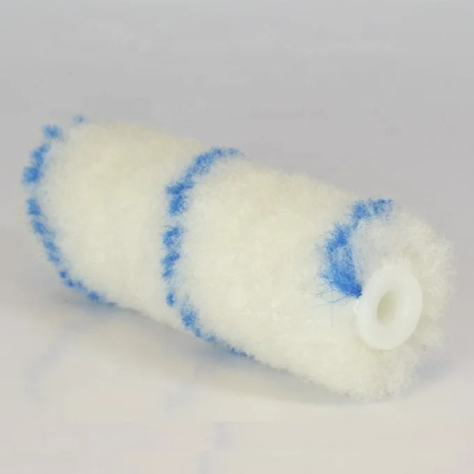 Extra durable lint free 4 inch mini nylon paint roller refill single blue stripped nylon paint roller cover