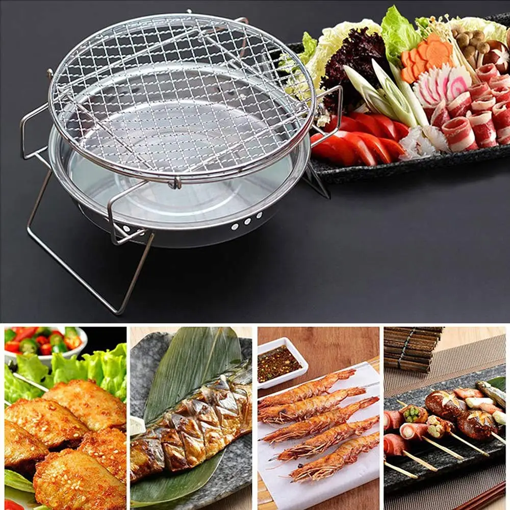 Kingpool Portable Stainless Steel Camping Wood Stove BBQ Grill Rack Korea Mini Outdoor Charcoal Barbeque Grills