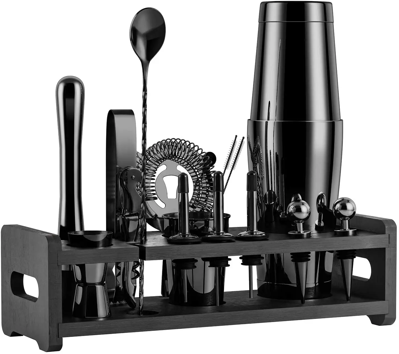 Wing Shung 18-Piece Cocktail Shaker Set Perfect Home Bartender Kit for Drink Mixing Stainless Steel Bar Tools With Stand,Velvet