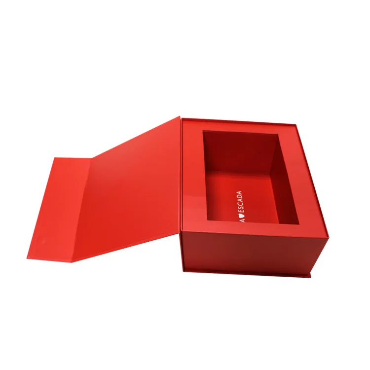 Custom Logo Luxury Paper Red Book Shape Rigid Hard box Magnet Box Packaging Magnetic Lock Gift Packaging Box With Insert
