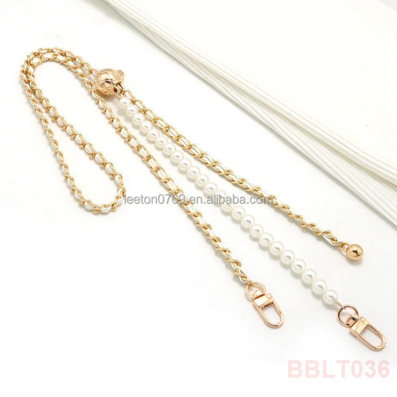 Stock supply high quality 120cm shiny gold metal bag chain with adjuster ball