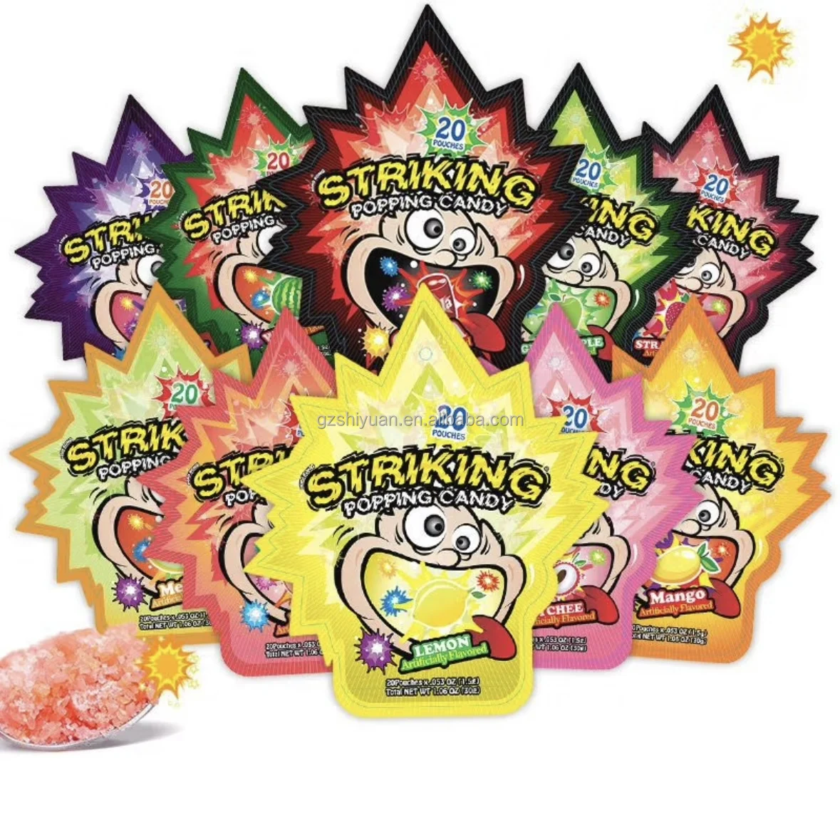 30g Sweet Fruit Flavor Magic Pop Explosion Candy Popping Candy Exotic Snacks for Kids Box Packaging