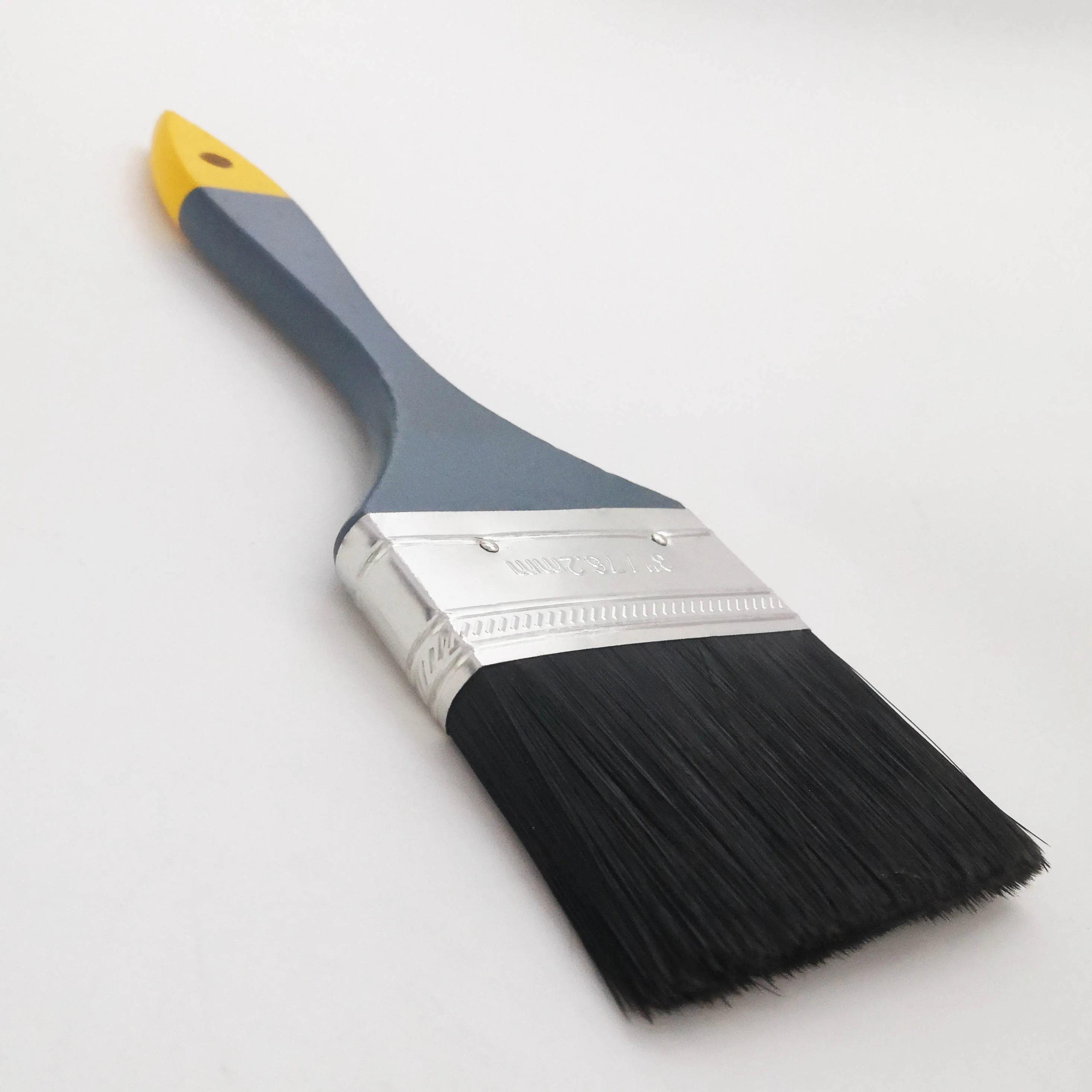 3inch grey and yellow wooden Handle polyester Bristles Flat sash Painting Brushes