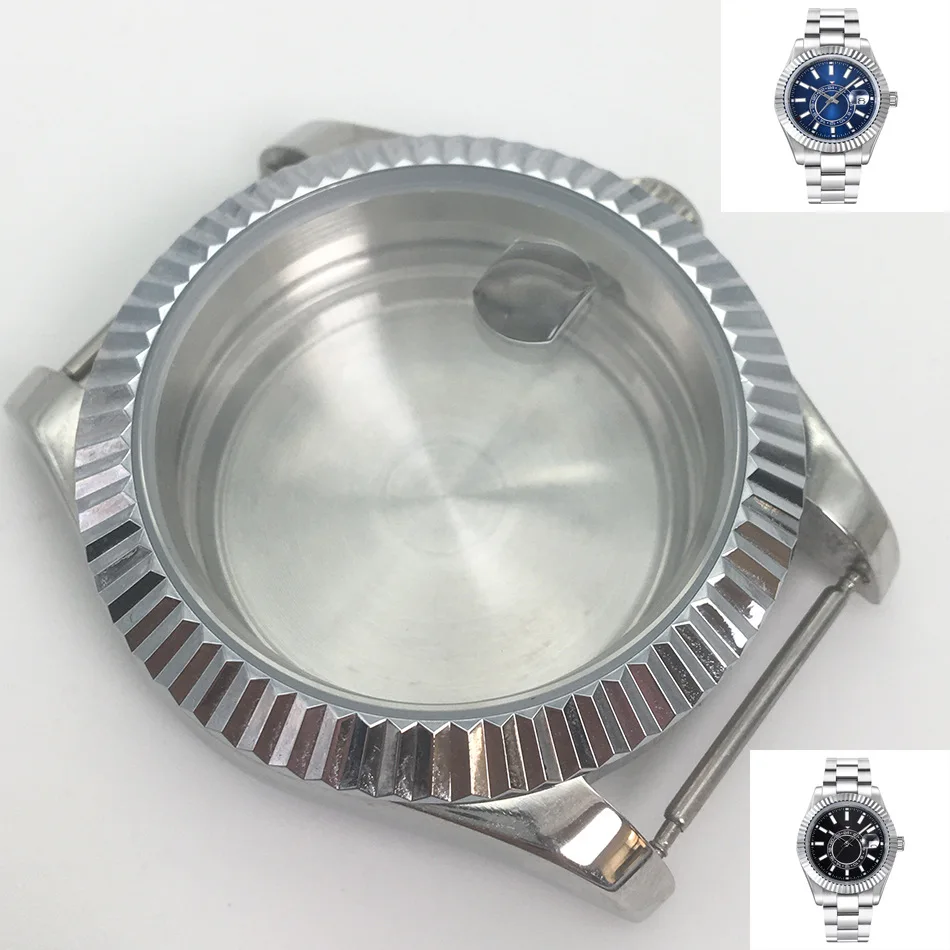 Custom Sapphire Glass Date Window Silver Stainless Steel 40mm Watch Case for miyota 8215