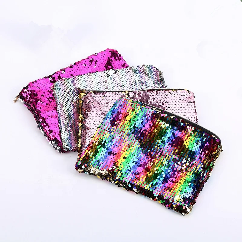 
Wholesale Fashion Bling Sparkly Flip Reversible Sequin Makeup Cosmetic Pouch 
