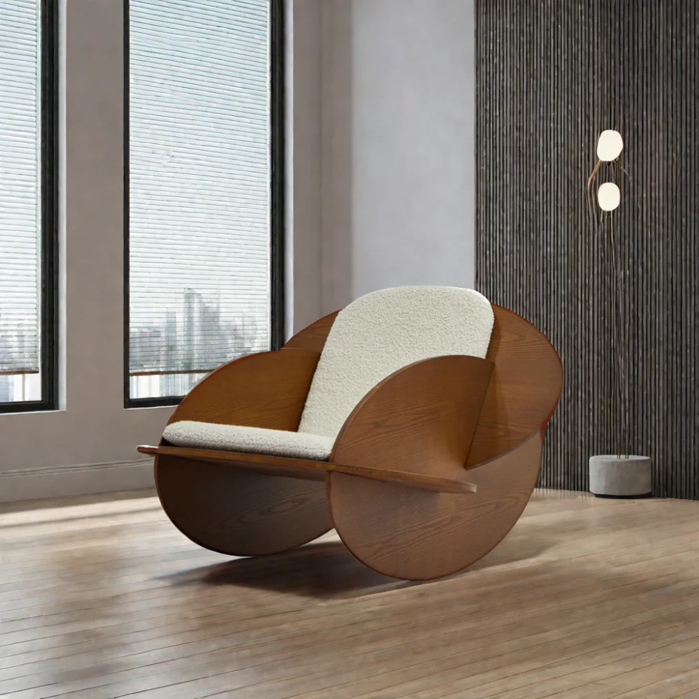 Fashionable Lazy Rocking Chair Small-Dimensioned Disassemble Leisure Chair Villa Hotel Living Room good price Revolving Chair