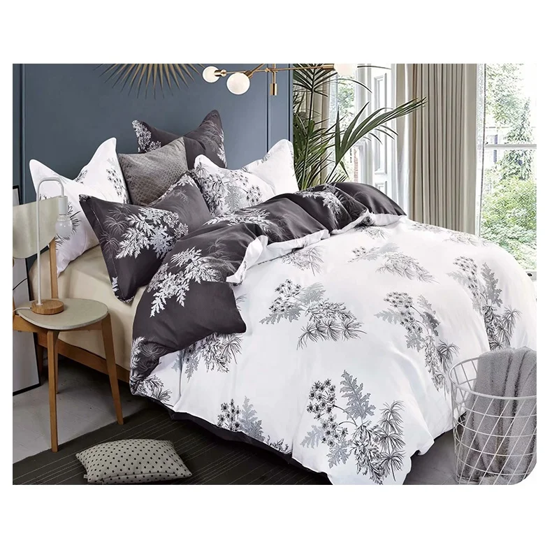 Европейская серая белая черная двухсторонняя простыня с дисперсным принтом