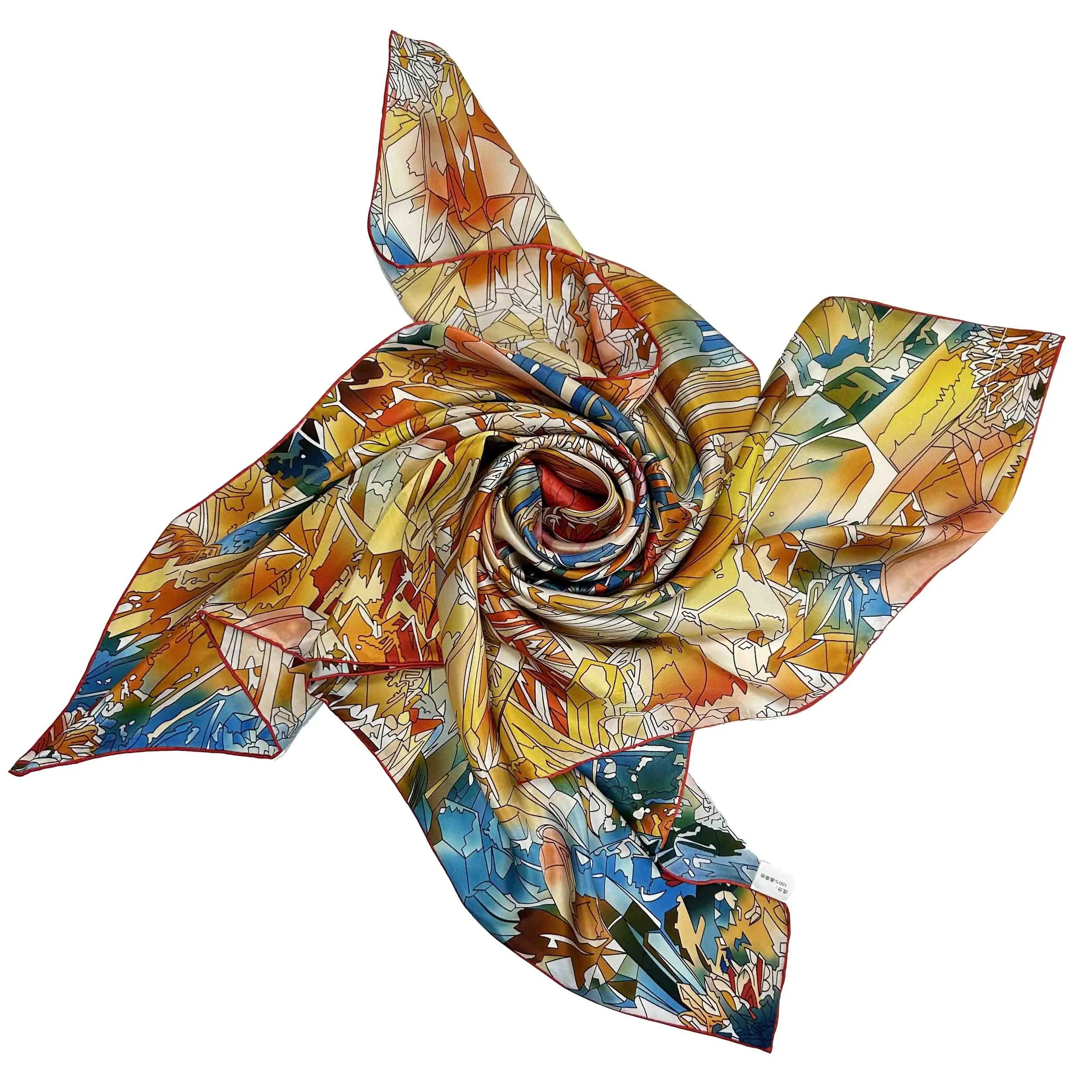 100% Silk Scarves Printing Service Designer foulard en soie Women Square Custom Silk Scarf with Logo