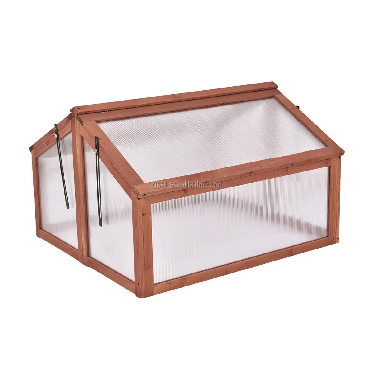 Outdoor Mini Greenhouse, Wooden Cold Frame With Bottom Shelf