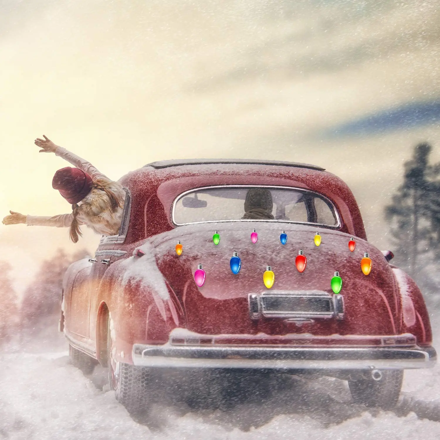 Светоотражающие рождественские Автомобильные магниты в комплекте Рождественские Праздничные лампочки набор магнитов для рождества праздника зимнего автомобиля