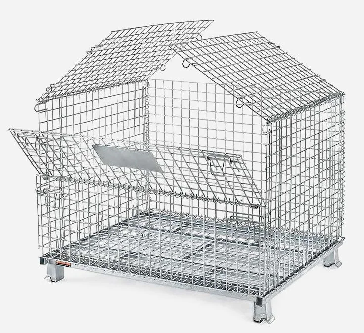 High storage capacity Metal Storage Cage Rolling Wire Mesh Pallet Containers steel storage cage