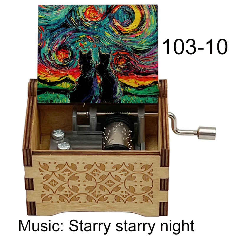 starry night print starry starry night Hand Crank Music Box music fans friend new year christmas Gift 103