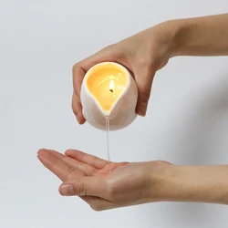 Creative Dropship In Stock White Ceramic Candle Jar With Spout Wick Massage Essential Oil Scented Candle SPA Massage Candle