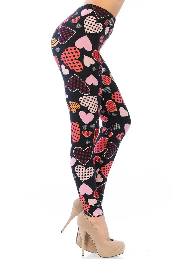 Pink Hearts Prints Valentine Leggings for Mommy and Kids Tights Wholesale