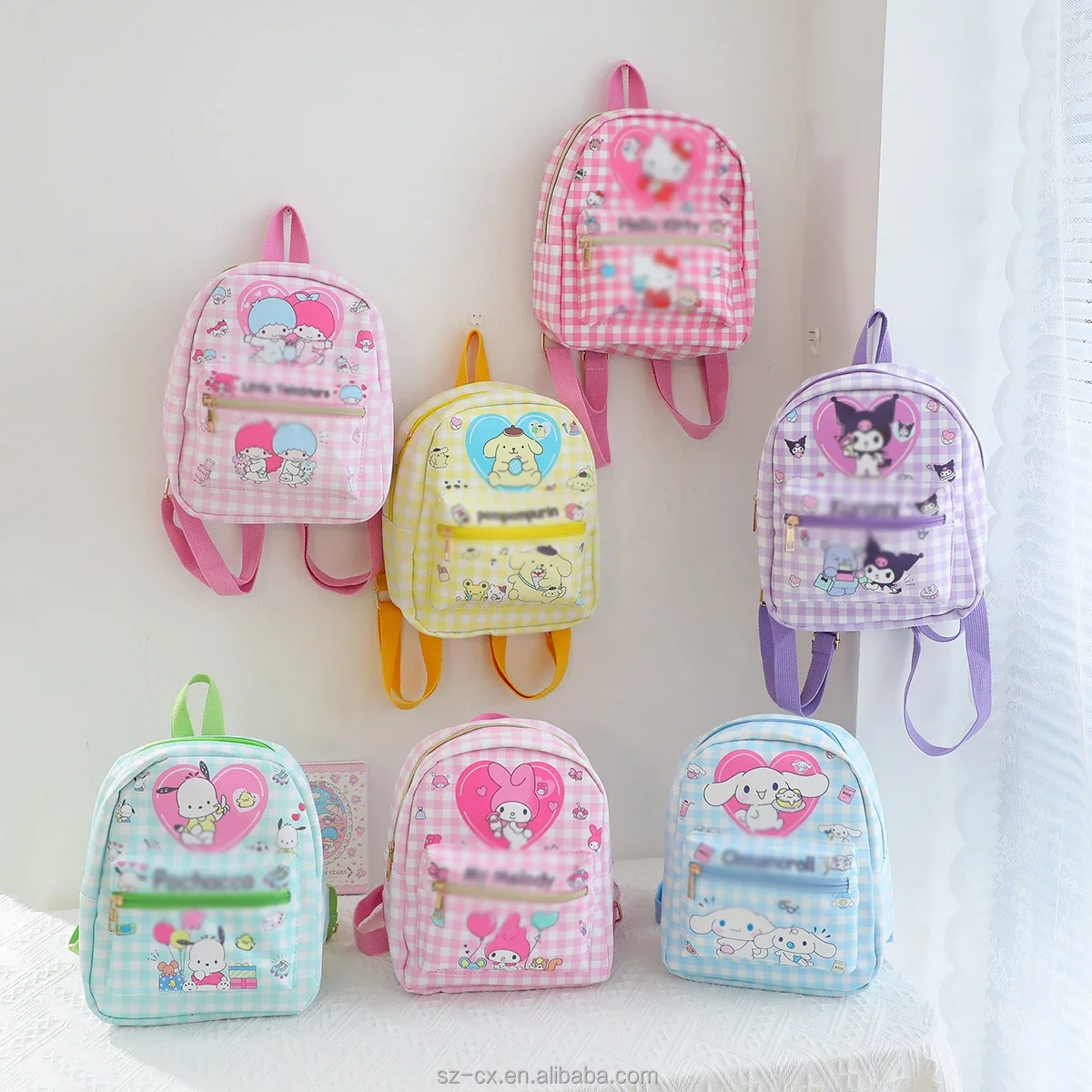 fashion outdoor travel daily pu leather small bag student cute school bag mini cartoon melody kitty backpack for women