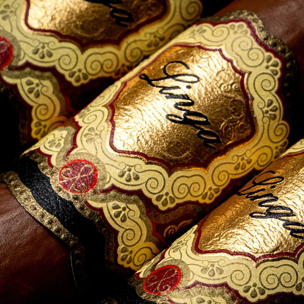 Custom Printing Luxury Cigar Ring High Quality Logo Hot Stamping Gold Foil Embossed Cigar Label Stickers
