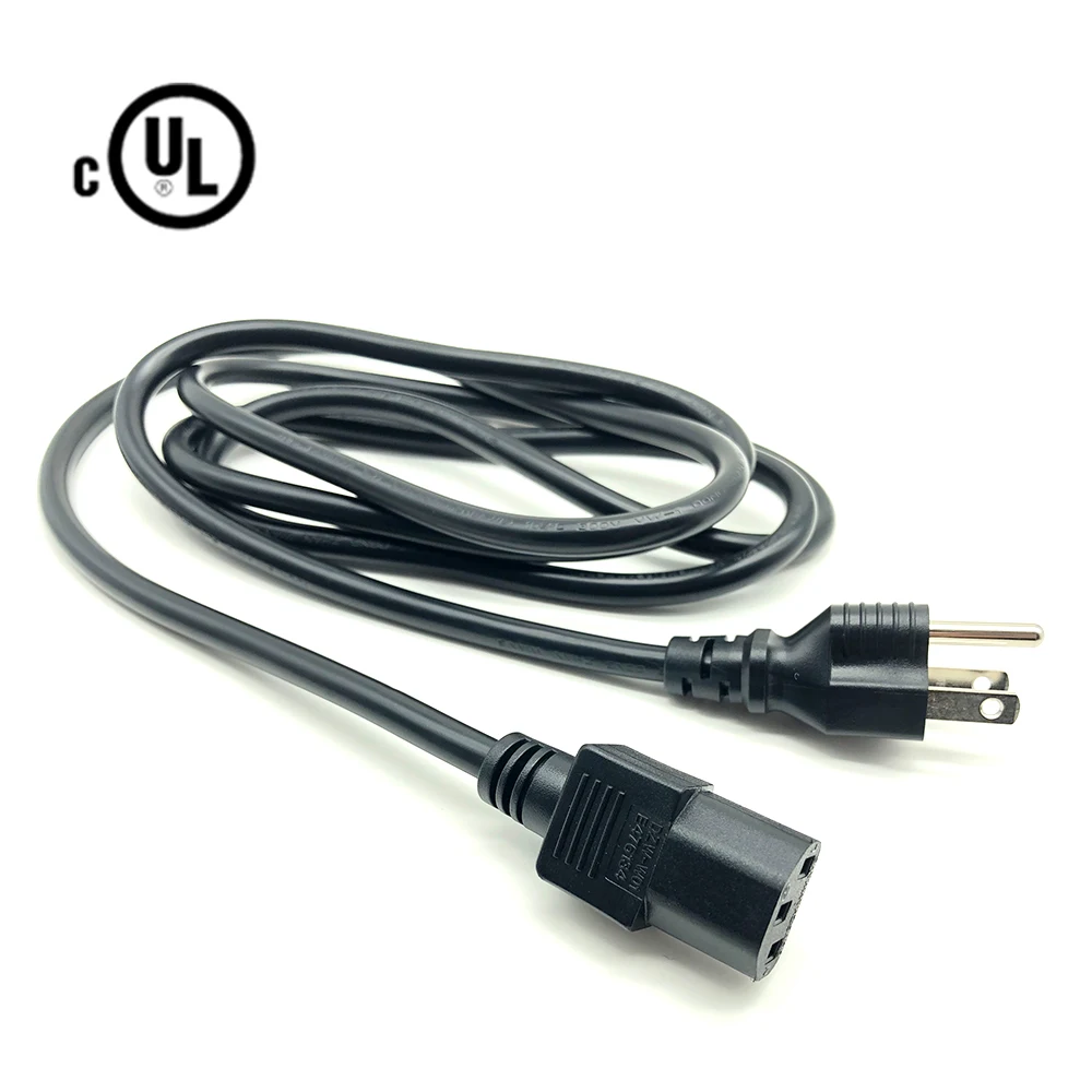 Американский UL SJTW/14 16/18 AWG черный 125V 10A 3 контактный разъем контакт электрической плиты AC компьютерный шнур