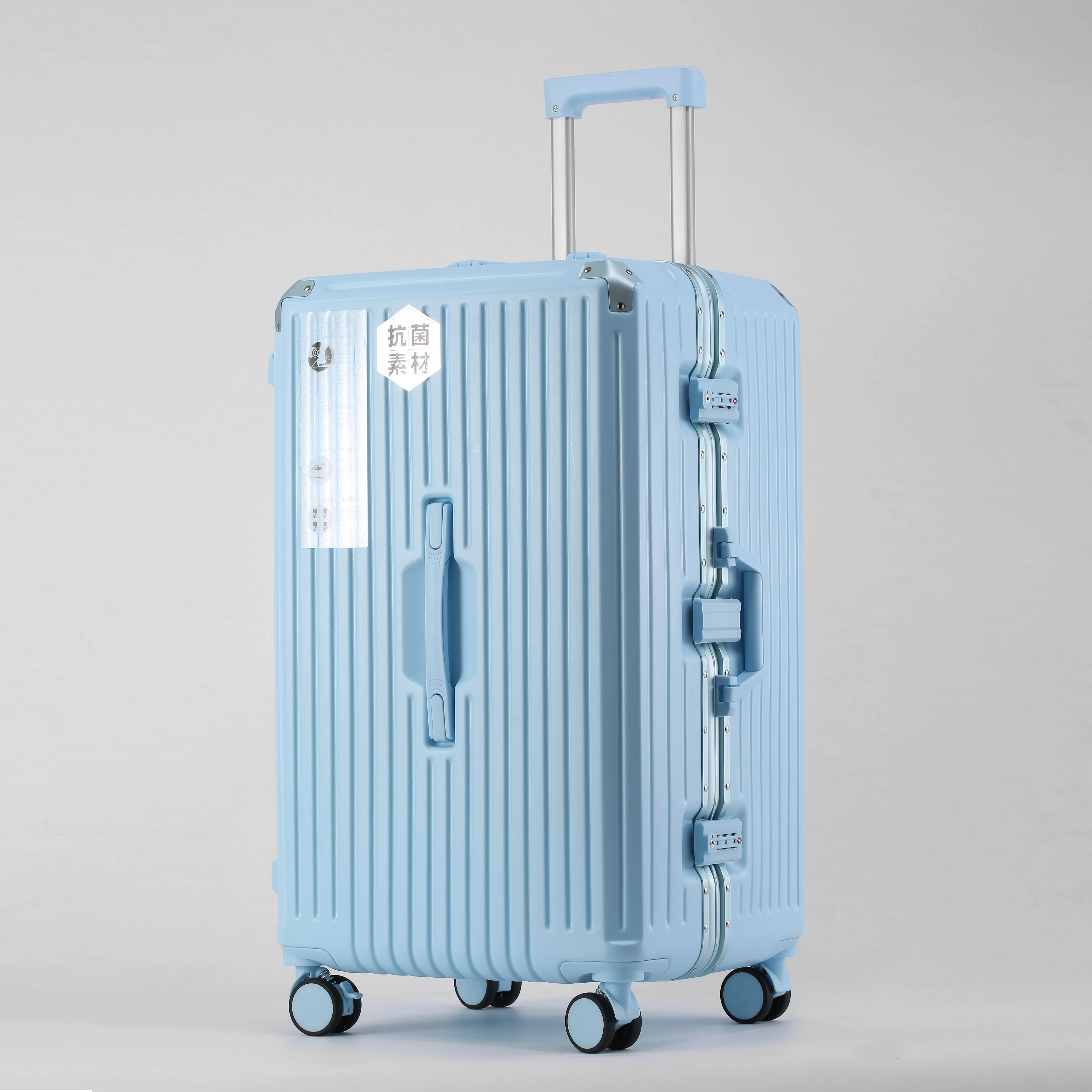 Large capacity white aluminum frame password luggage high appearance level students school 30inch luggage  customization